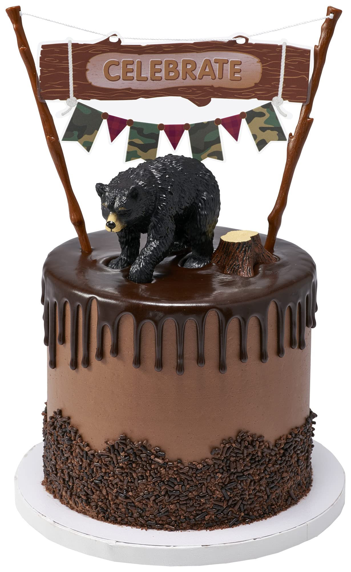 DecoSet Wild Black Bear Cake Topper, Ready to Use Cake Decoration, Food Safe Strong Plastic Animal Figurine