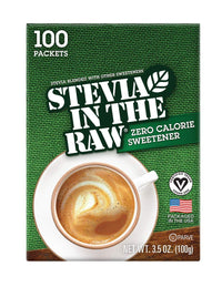 Stevia In The Raw, Plant Based Zero Calorie, No Erythritol, Sugar Substitute, Sugar-Free Sweetener for Coffee, Hot & Cold Drinks, Suitable For Diabetics, Vegan, Gluten-Free, 100Count Packets (1 Pack)