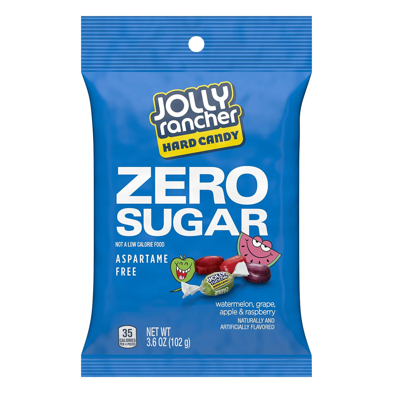JOLLY RANCHER Zero Sugar Assorted Fruit Flavored Sugar Free Candy, 3.6 Ounce (Pack of 12)