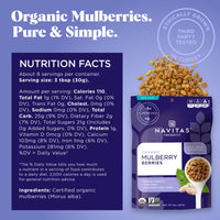 Navitas Organics Mulberries, 8 oz. Bag, 8 Servings  Organic, Non-GMO, Sun-Dried, Gluten-Free, Sulfite-Free (Pack of 1)