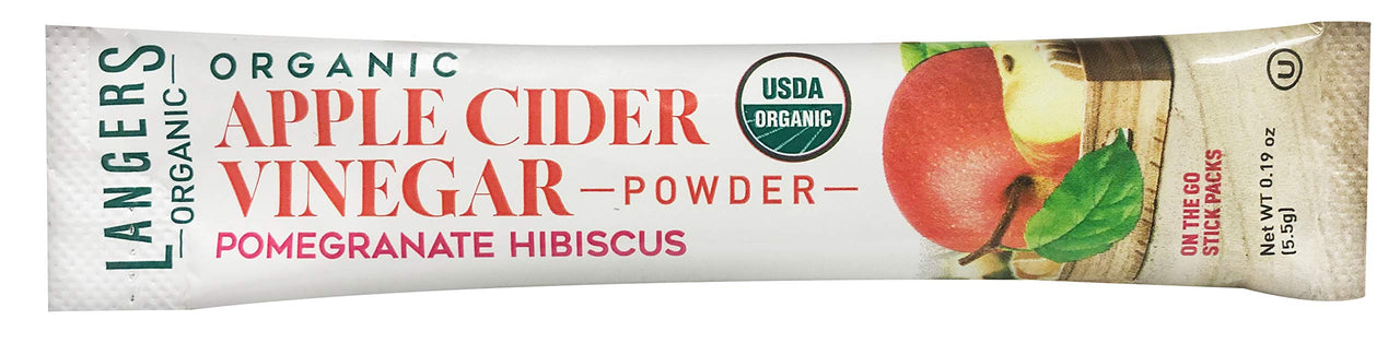 Langer's  Organic Apple Cider Vinegar Powder Sticks, Pomegranate Hibiscus, Pack Of 20, 1 Ounce (Pack of 1)