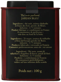 Dammann Freres Loose Leaf, Jardin Bleu, Premium Gourmet French Black Tea, Blend Strawberry, Rhubarb Flavors, 3.52 Ounce Tin