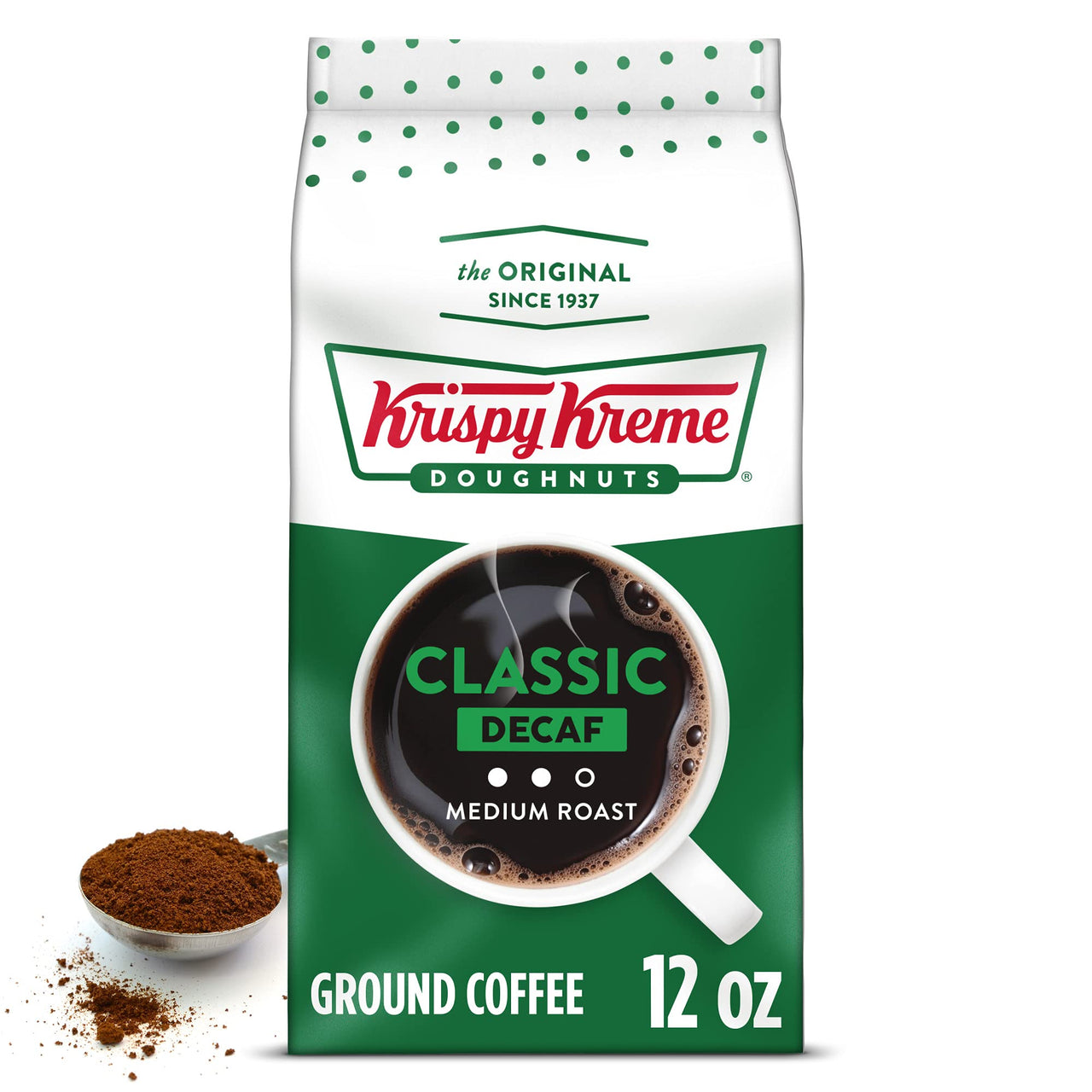 Krispy Kreme Classic Decaf, Ground Coffee, Medium Roast, Bagged 12oz