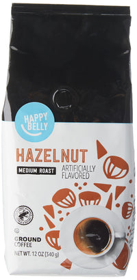 Happy Belly Hazelnut Flavored Ground Coffee, Medium Roast, 12 Ounce