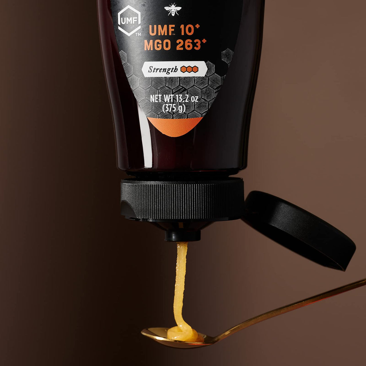 Nature Nate's  Manuka Honey UMF Certified 10+ | MGO 263+ - New Zealand Manuka Honey - All-Natural Sweetener, 13.2 oz Squeeze Bottle