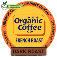 The Organic Coffee Co. Compostable Coffee Pods - French Roast (12 Ct) K Cup Compatible including Keurig 2.0, Dark Roast