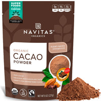 Navitas Organics Cacao Powder, 8oz. Bag, 15 Servings  Organic, Non-GMO, Fair Trade, Gluten-Free