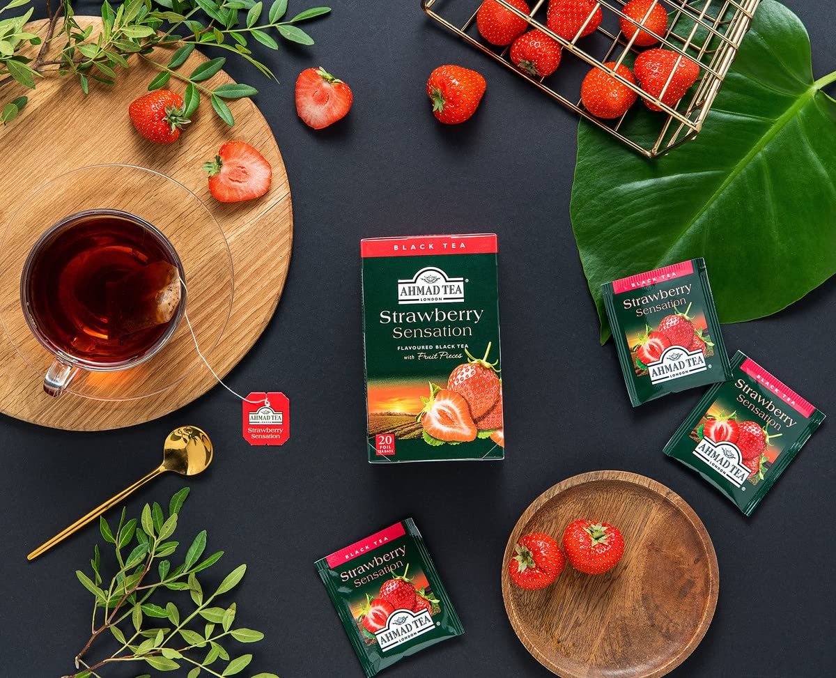 Ahmad Teas - Strawberry Black Tea 1.4oz - 20 Tea Bags (Pack of 2)