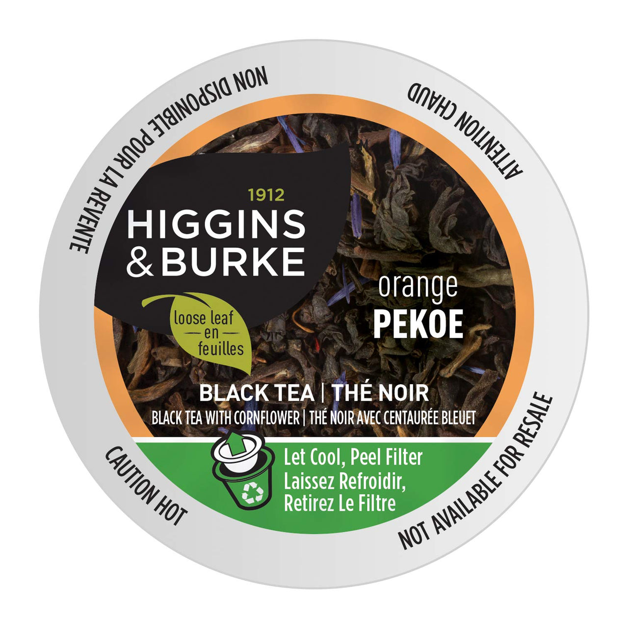 Higgins & Burke Orange Pekoe, Loose Leaf Black Tea, Keurig K-Cup Brewer Compatible Pods, 24 Count