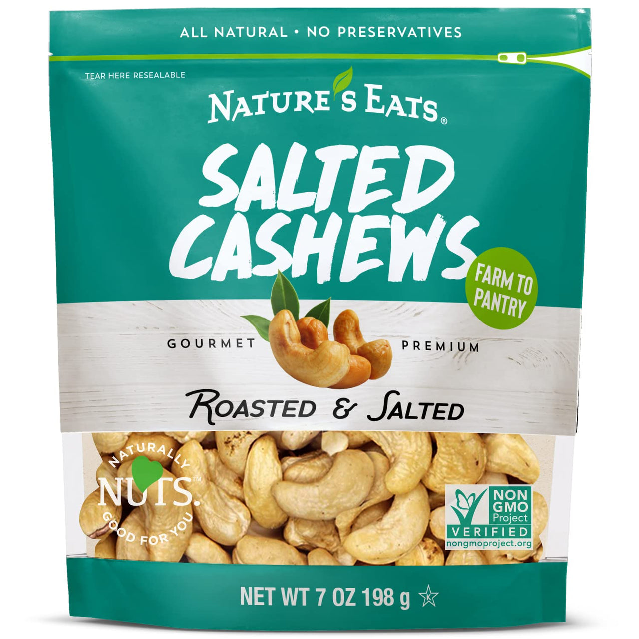 Nature's  Eats Cashews Roasted Salted, 7 Oz