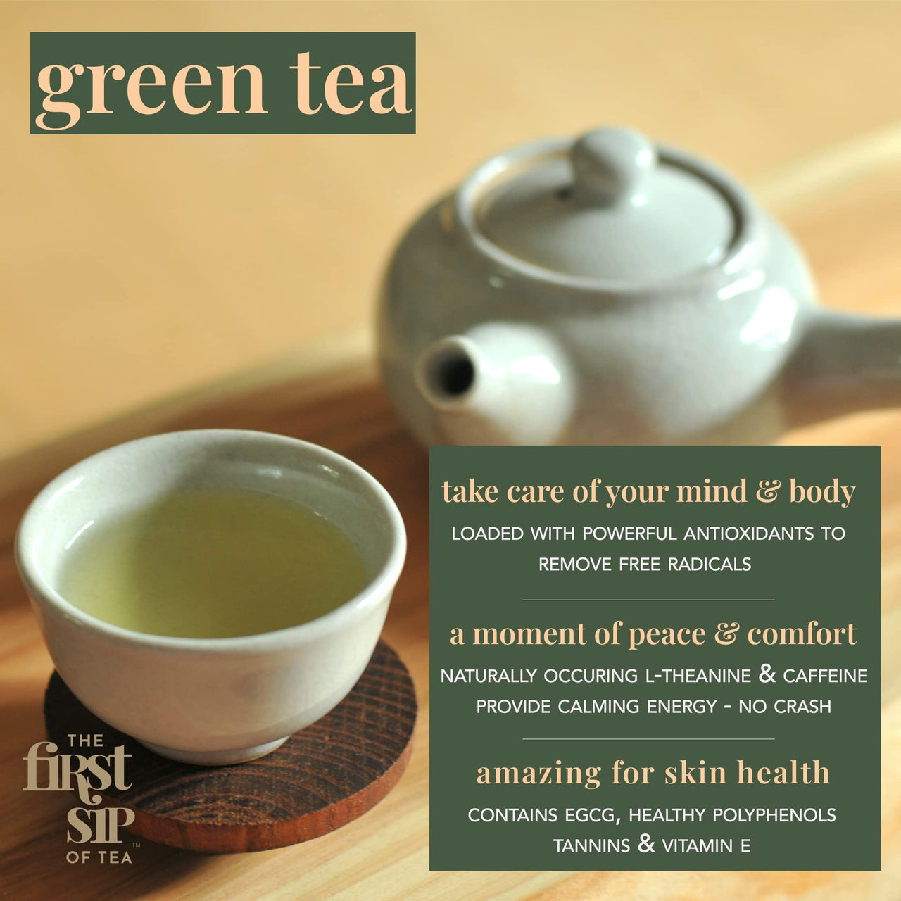 Almond Chocolate Green Tea, Pyramid Sachet Tea Bags, Dark Chocolate & Almond, Caffeinated, Hot & Iced Tea - 16 Cups | The Spice Hut, First Sip of Tea