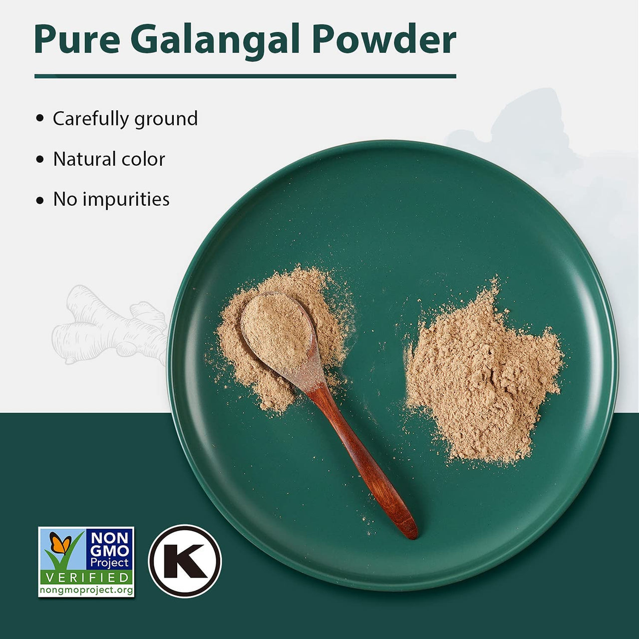 Soeos Galangal Powder 8 oz (227g), Galanga, Galanga Powder, Fresh Galangal Powder, Alpinia Galanga, Non-GMO Verified, Kosher  Pure Galangal Powder Perfect for Tom Kha and Tom Yum Soups