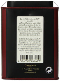Dammann Freres Loose Leaf, Jardin Bleu, Premium Gourmet French Black Tea, Blend Strawberry, Rhubarb Flavors, 3.52 Ounce Tin