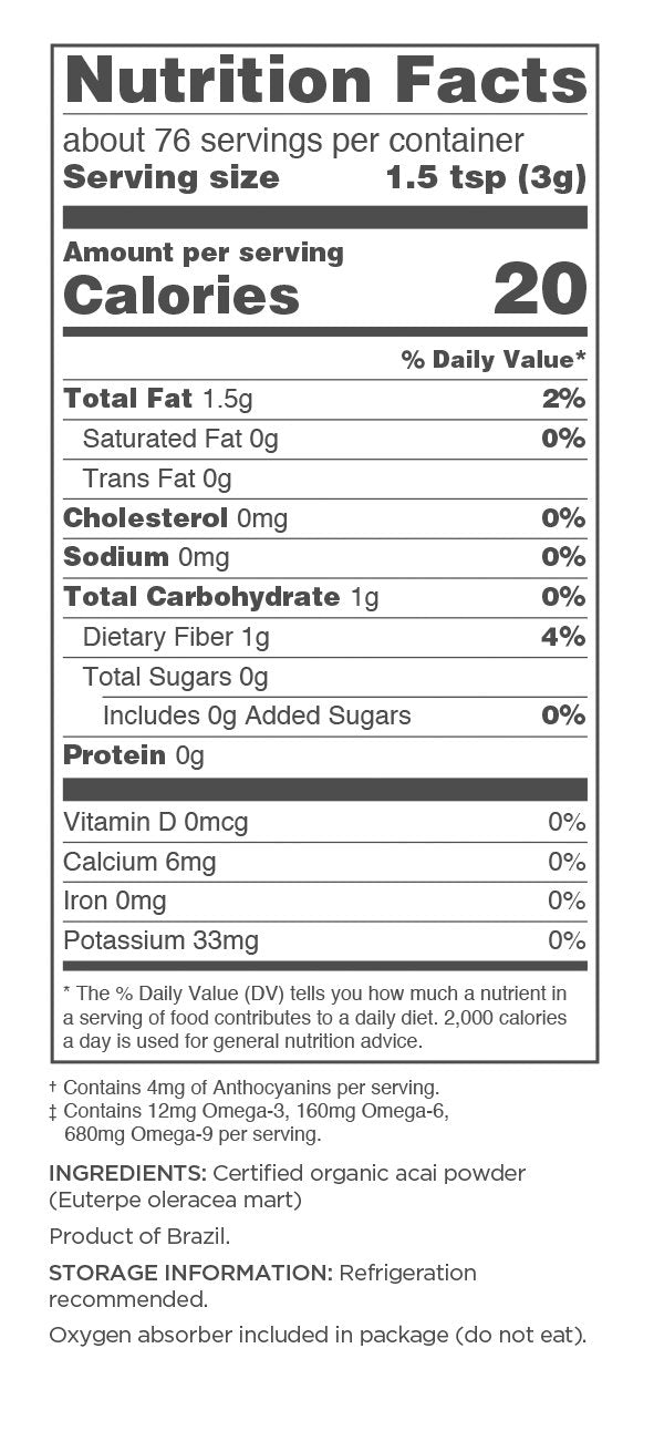 Navitas Organics Acai Powder, 8 oz. Bag  Organic, Non-GMO, Freeze-Dried, Gluten-Free, 76 Servings