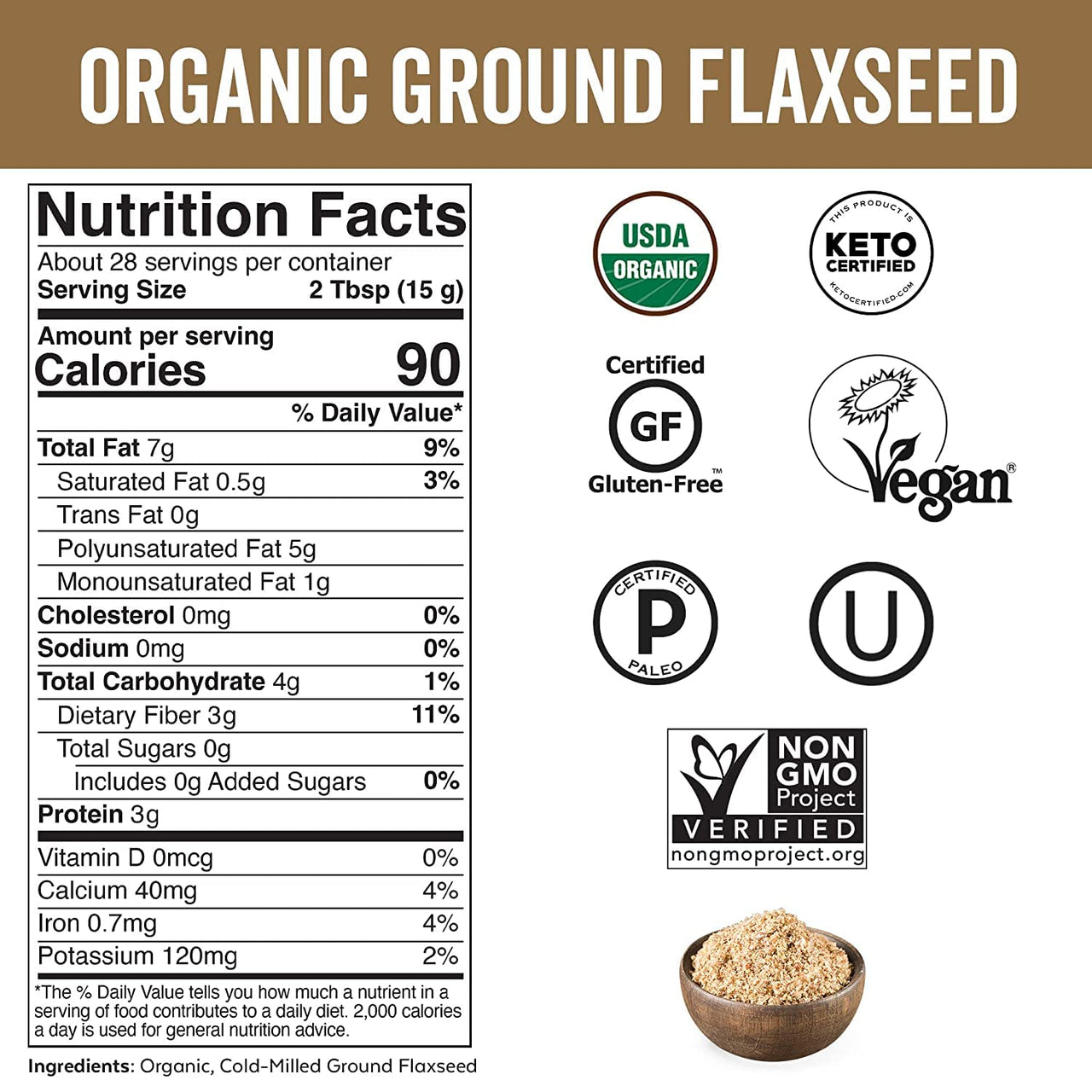 Viva Naturals The Finest Organic Raw Chia Seeds, 1 Pound & Organic Ground Flax Seed, 15 oz - Specially Cold-milled Using Proprietary Technology for Optimal Smoothness and Freshness