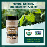 Soeos Organic White Pepper Ground, Non-GMO, Freshly Peppercorn Powder Bulk, Packed To Keep Peppers Fresh, Ready To Use Peppercorns For Refill, 4 oz (113g), Organic Ground White Pepper