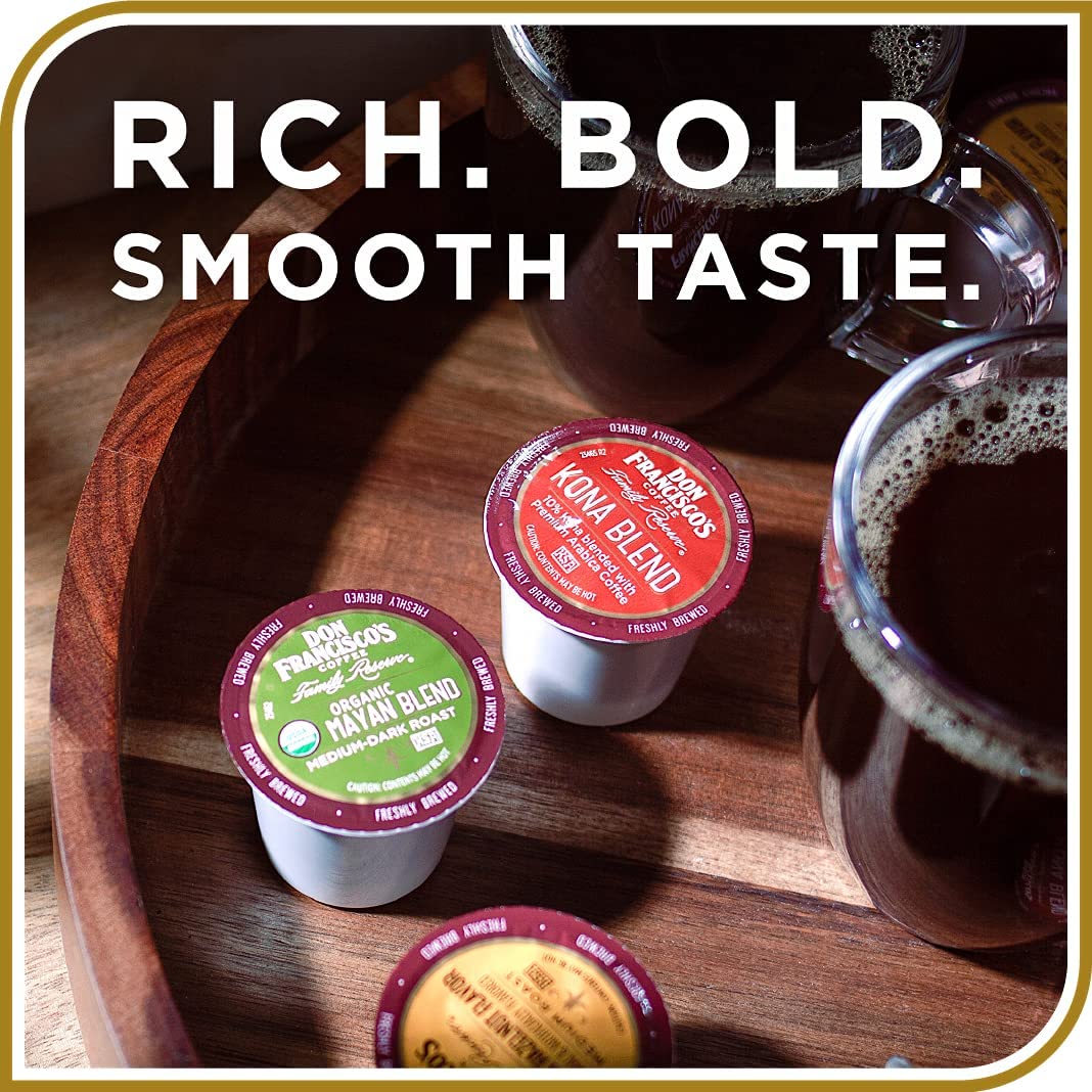 Don Franciscos Hawaiian Hazelnut Flavored Medium Roast Coffee Pods - 12 Count - Recyclable Single-Serve Coffee Pods, Compatible with your K- Cup Keurig Coffee Maker (Including 2.0)