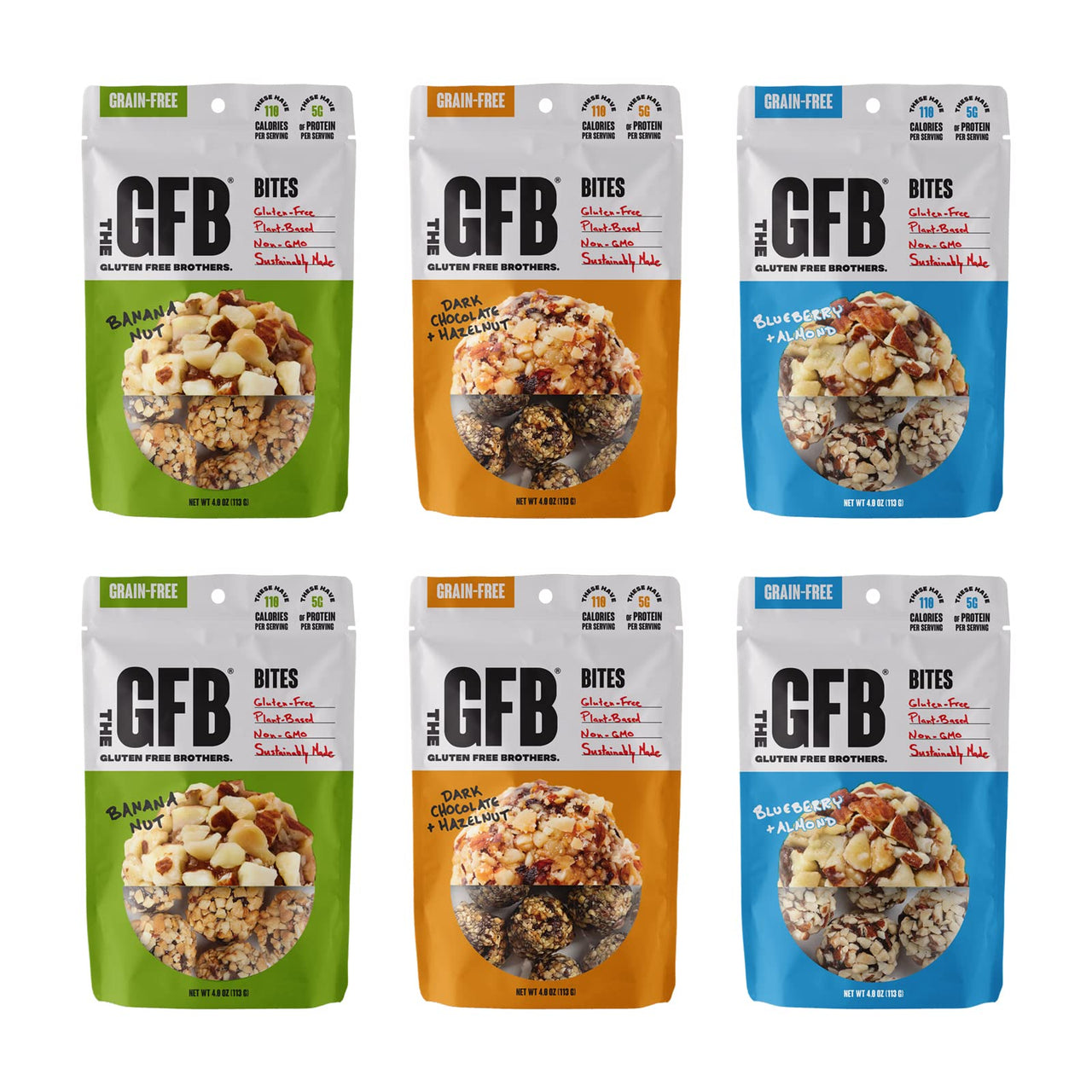 The Gluten Free Brothers Gluten Free Protein Bites Variety Pack  Non GMO, Soy Free, Vegan  Snack Size Plant Based Protein Energy Balls, 4 oz (6 Count)