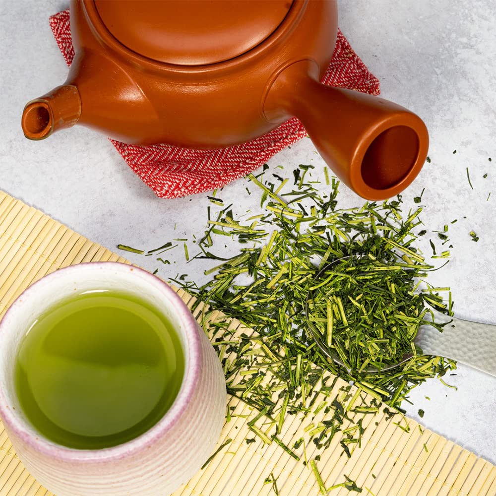 [Sugimoto Tea] Japanese Kuki Cha Loose Leaf Green Tea - Low Caffeine, High L-theanine, Authentic Flavor, Savory Umami Flavor from Shizuoka, Japan (3.5 oz x 1 Pack)
