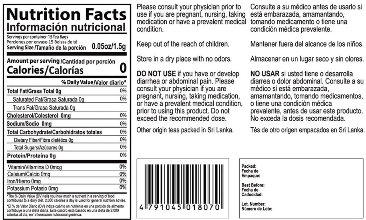 Loveeta Wellness Detox Tea Cinnamon & Mint - 15 Tea Bags (Gmo Free, Gluten Free, Dairy Free, Sugar Free & 100% Natural)