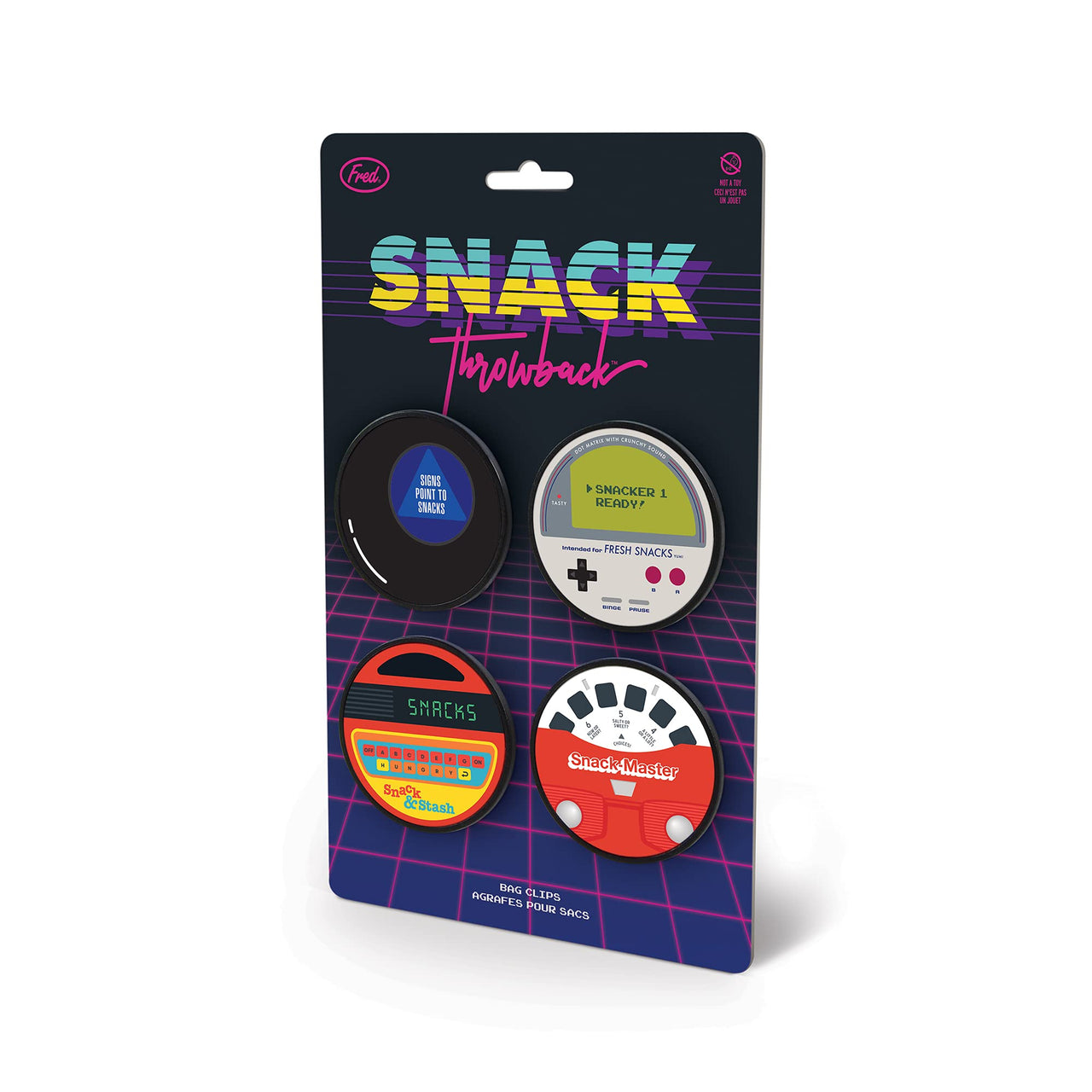 Genuine Fred Snack Throwback Bag Clips, Assorted, set of 4