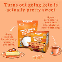 MONK FRUIT IN THE RAW, Natural Monk Fruit Sweetener w/Erythritol, Sugar-Free, Keto, Gluten Free, Zero Calorie, Low Carb, Vegan Sugar Substitute, 200 Count Packets (Pack of 1)