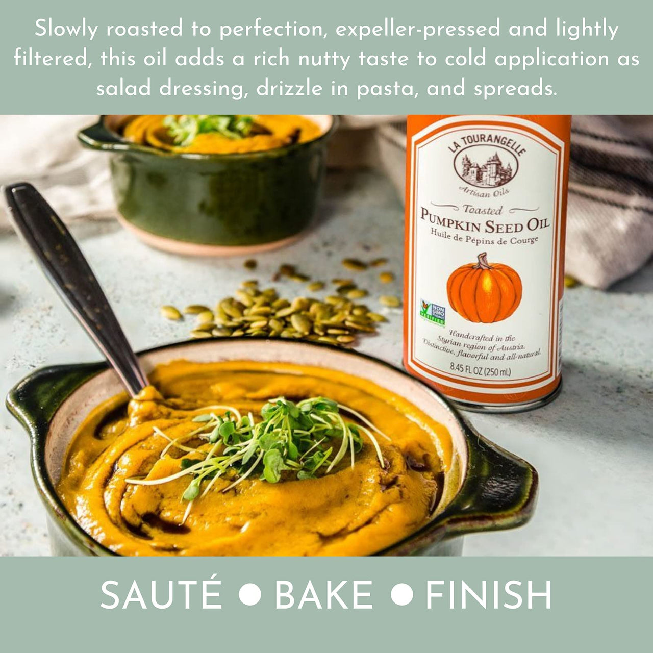 La Tourangelle, Toasted Pumpkin Seed Oil, Great for Cooking, Salad Dressings, Pastas, and Spreads - Health and Beauty Oil, 8.45 fl oz