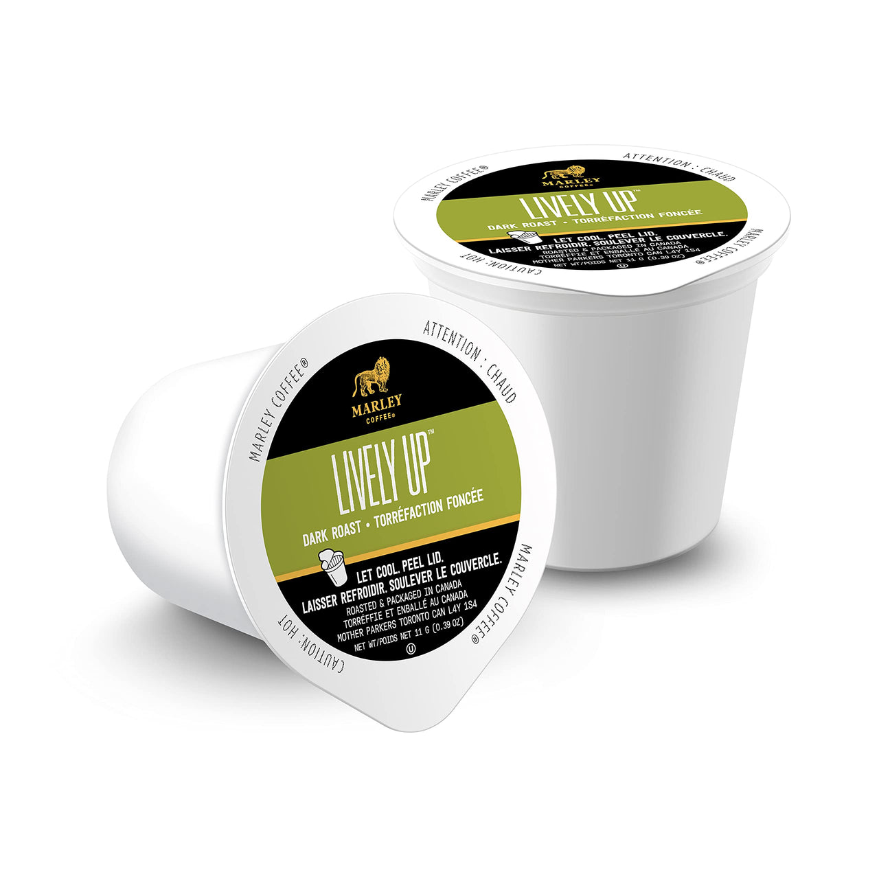 Marley Coffee Lively Up, Fairtrade Certified, Dark Roast Coffee, Keurig K-Cup Brewer Compatible Pods, 24 Count