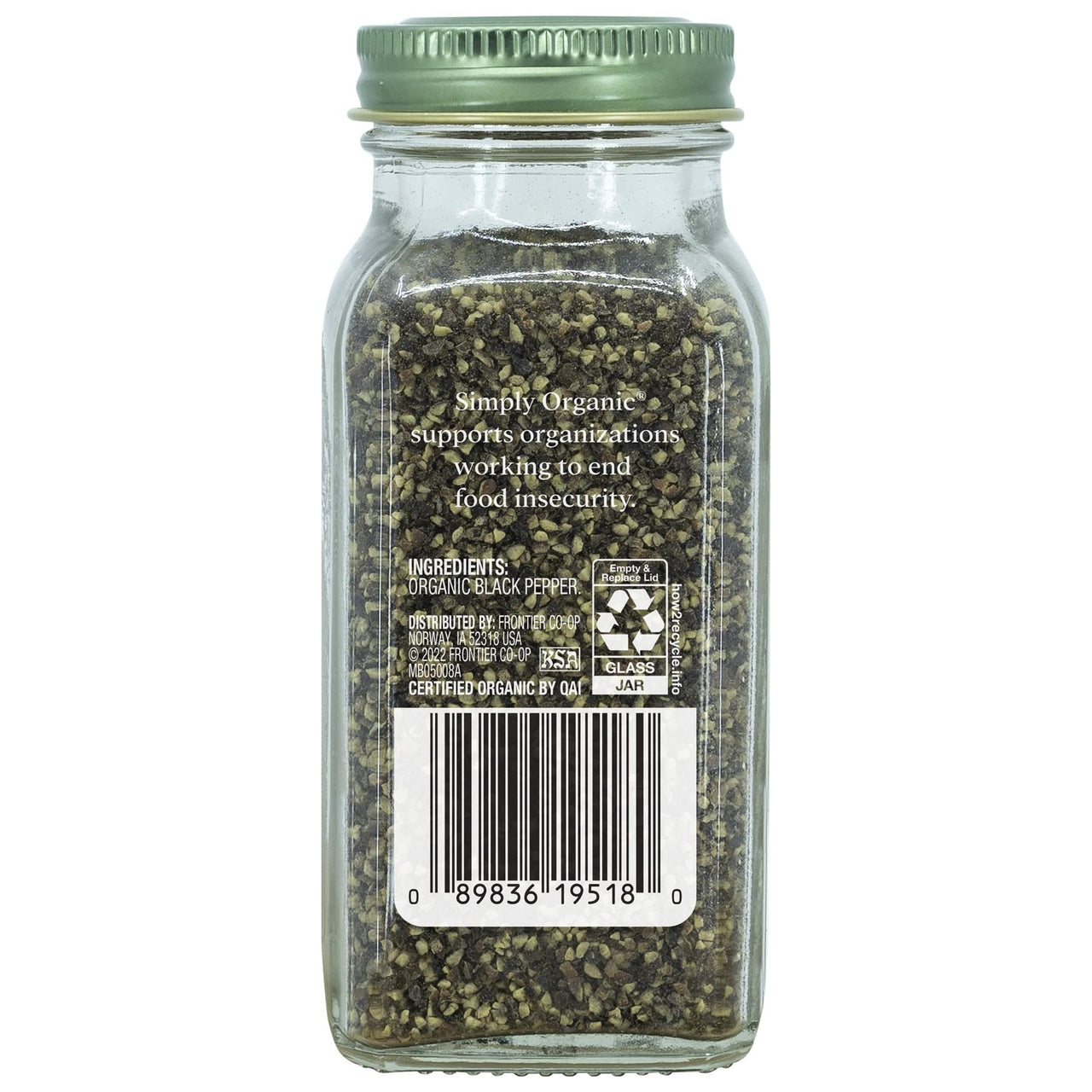 Simply Organic Black Pepper, Coarse Grind, Certified Organic, Vegan | 2.47 oz | Piper nigrum L.