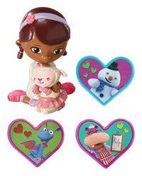 DecoSet Doc McStuffins Doc & Lambie Cake Toppers, 4-Piece Set with Doc and Lambie Figurines, Sharable Rings, Create Awesome Party Decorations for Cakes or Cupcakes