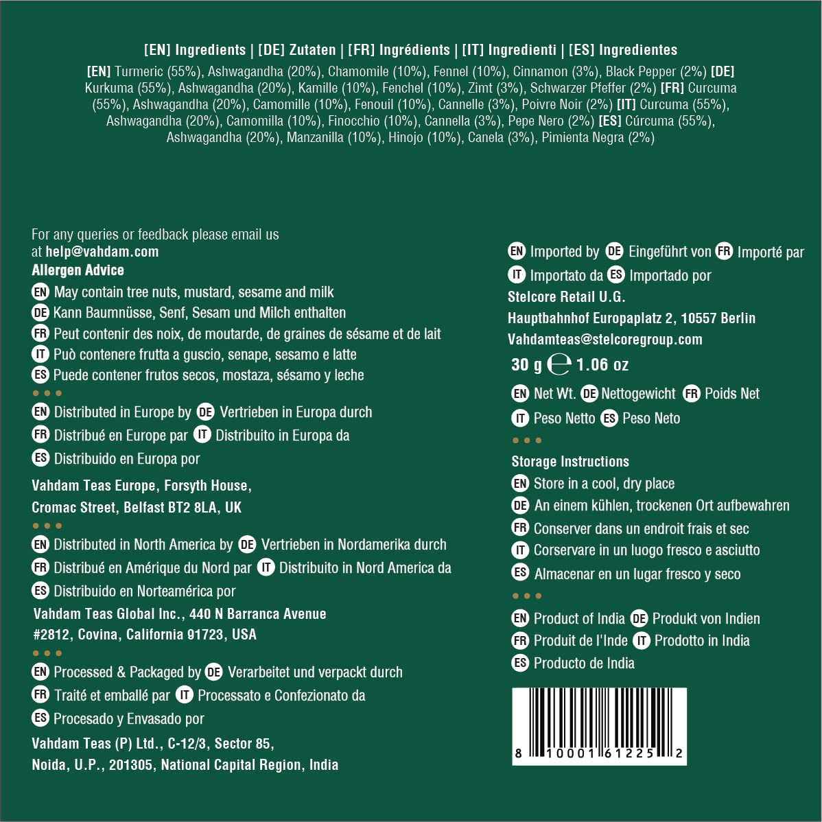 VAHDAM, Organic Turmeric Chamomile Tea Bags (15 Count) Herbal Tea Blend of Turmeric, Cinnamon, Black Pepper, Ashwgandha, Ginger, Chamomile, Fennel | Herbal Tea Bags, Brew it as Hot or Iced Tea