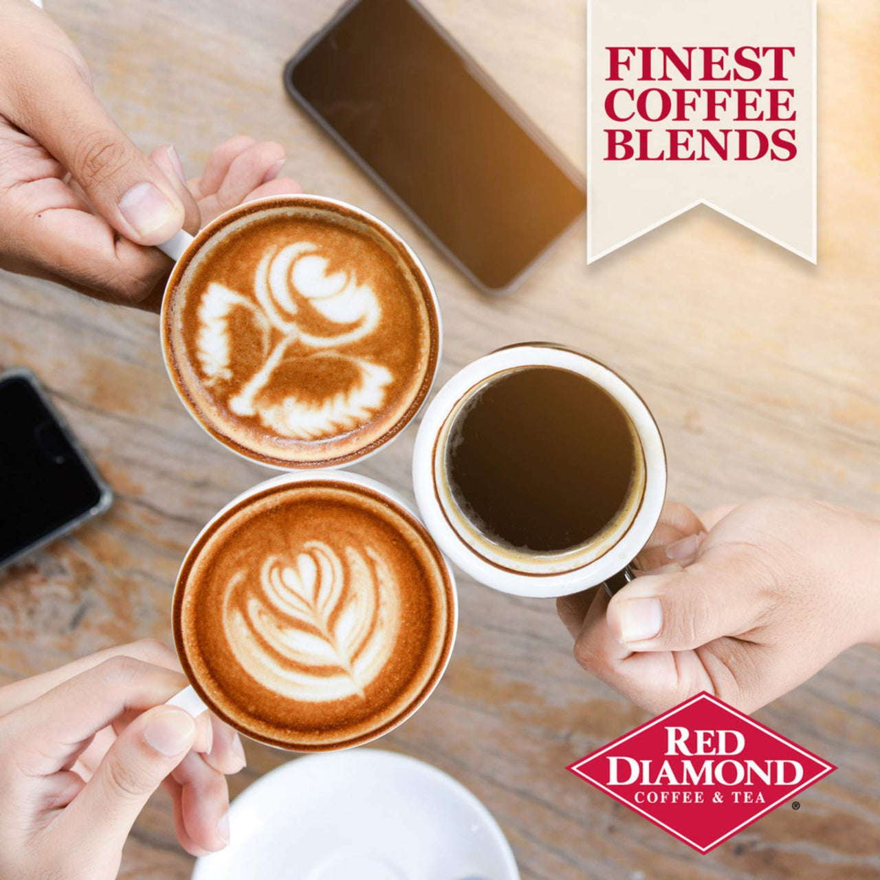 Red Diamond Ground Coffee, Classic Blend, Medium Roast, Premium Arabica Beans, Smooth & Rich Flavor, 11 Ounce Resealable Can