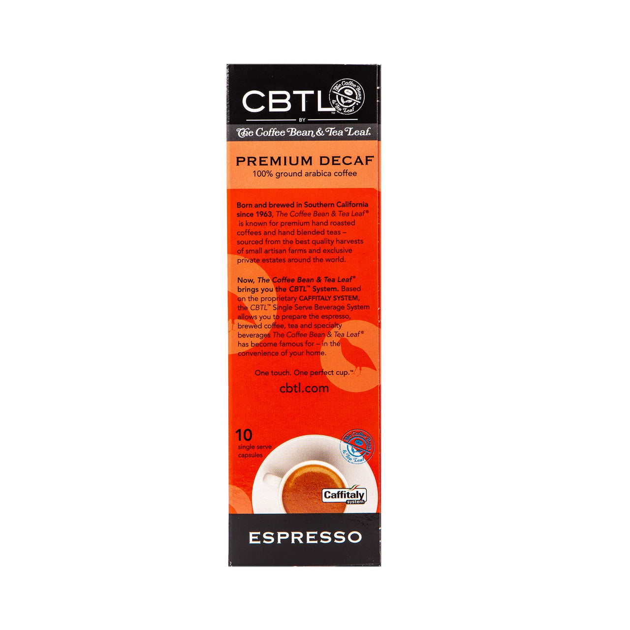 The Coffee Bean & Tea Leaf, Single Origin Premium Decaf Espresso Capsules for Caffitaly Brewers, 10-Count Pods