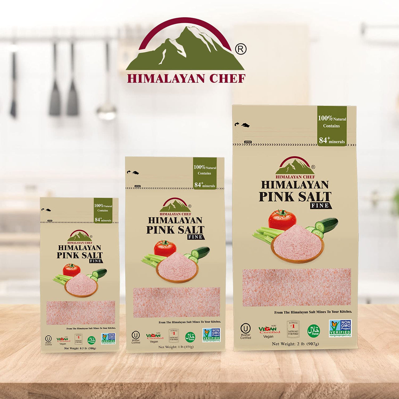 Himalayan Chef Pink Salt Fine, 2 Pounds (Pack of 1)