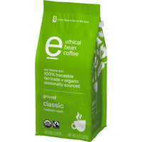 Ethical Bean Fairtrade Organic Coffee, Classic Medium Roast, Ground Coffee Beans - 100% Arabica Coffee (8 oz Bag), 0.5 Pound (Pack of 1)