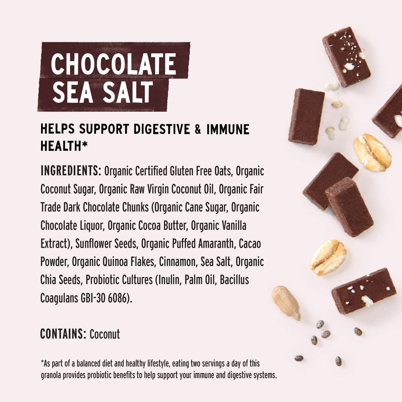Purely Elizabeth, Chocolate Sea Salt, Ancient Grain Granola with Probiotics, Gluten-Free, Non-GMO (8oz Bag)