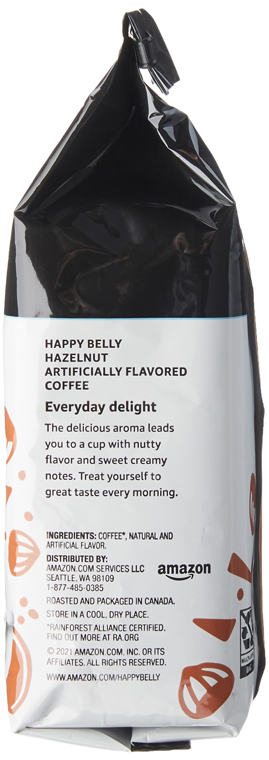 Happy Belly Hazelnut Flavored Ground Coffee, Medium Roast, 12 Ounce