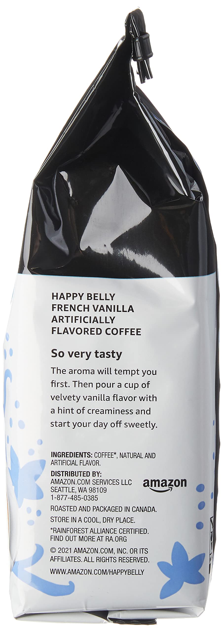 Happy Belly French Vanilla Flavored Ground Coffee, Medium Roast, 12 Ounce