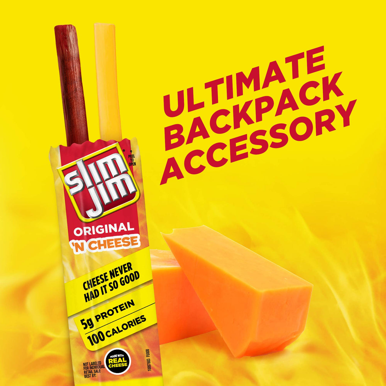 Slim Jim Original 'N Cheese, Original Flavor, 0.9 oz 10 ct