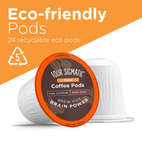 Mushroom Coffee K-Cups by Four Sigmatic | Organic and Fair Trade Dark Roast Coffee with Lions Mane, Chaga & Mushroom Powder | Focus & Immune Support | Vegan & Keto | Sustainable Pods | 12 Count