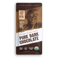 K'UL Chocolate Bars | 4 Pack Pure Dark Chocolate 80% Cacao | Organic, Vegan Chocolate, Gluten Free, Soy Free, Non-GMO, Bean-to-Bar, Fair Trade Dark Chocolate