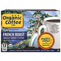 The Organic Coffee Co. Compostable Coffee Pods - French Roast (12 Ct) K Cup Compatible including Keurig 2.0, Dark Roast