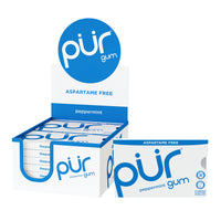 PUR Gum | Sugar Free Chewing Gum | 100% Xylitol | Vegan, Aspartame Free, Gluten Free & Keto Friendly | Natural Peppermint Flavored Gum, 9 Pieces (Pack of 12)