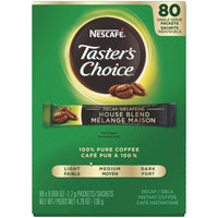 Nescafe Instant Coffee Packets, Decaf, Taster's  Choice Light Roast, 1.7 g Singles (Pack of 80)