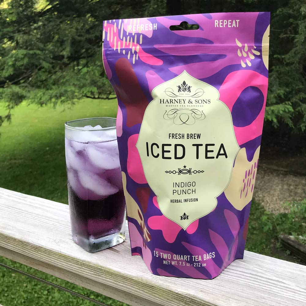 Harney & Sons Indigo Punch, Herbal Iced Tea, 15 Large Two Qt Teabags