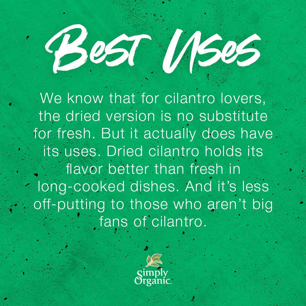 Simply Organic Cilantro Leaf, Cut & Sifted, Certified Organic | 0.78 oz | Coriandrum sativum L.