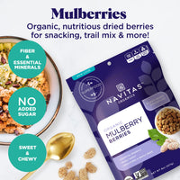 Navitas Organics Mulberries, 8 oz. Bag, 8 Servings  Organic, Non-GMO, Sun-Dried, Gluten-Free, Sulfite-Free (Pack of 1)