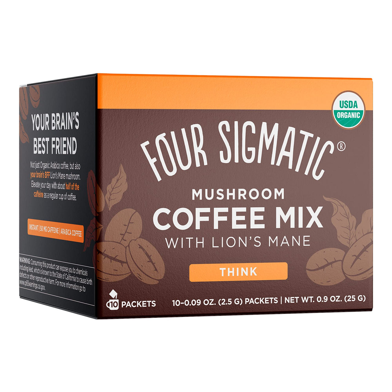 Organic Instant Coffee Powder by Four Sigmatic | Arabica Instant Coffee Singles with Lion's  Mane, Chaga and Rhodiola | Mushroom Coffee Instant Mix for Better Focus and Immune Support | 10 Packets