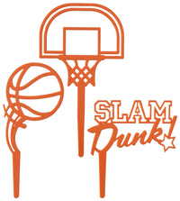 DecoPac Basketball Slam Dunk Cake Decorating Kit, 3 Piece Cake and Cupcake Toppers for Birthdays, Parties, And Team Celebrations, Orange