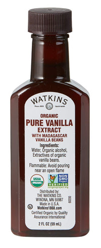Watkins Organic Pure Vanilla Extract, with Madagascar Vanilla Beans, Non-GMO, Kosher, 2 oz. Bottle, 1-Pack